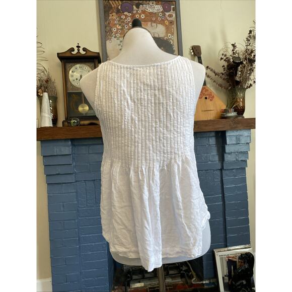 Maeve Anthropologie Pintuck Swing Tank Sz 2 XS S White Button Front Boho - Picture 5 of 12
